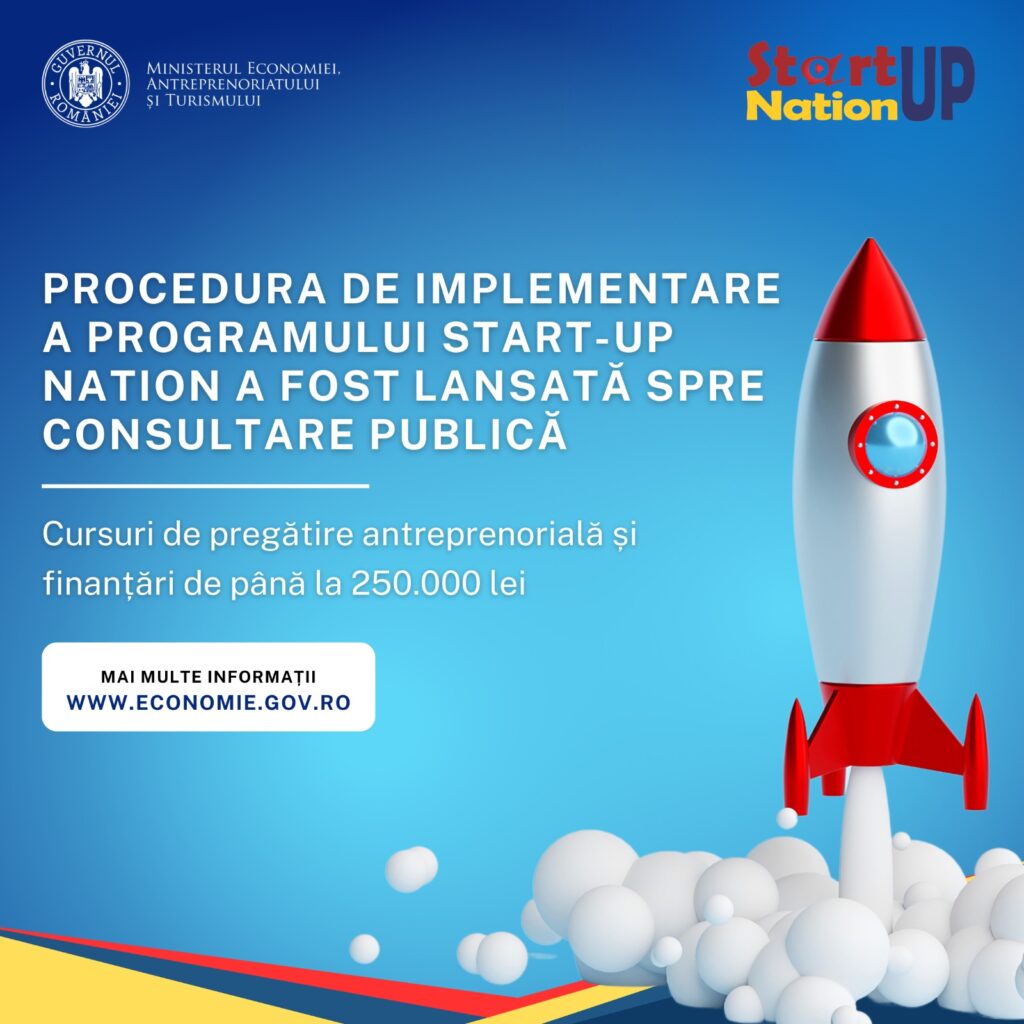Procedura de implementare a programului Start-Up Nation România, lansată în consultare